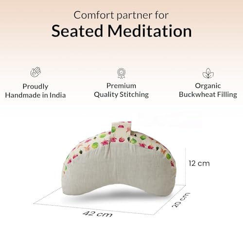 Meditation Cushion, Buckwheat Filling, Washable Organic Cotton Cover, Carry Handle, Mindful Comfort, Reduce Tailbone Pressure & Improve Posture Fuchsia Lotus - color: Fuchsia Lotus