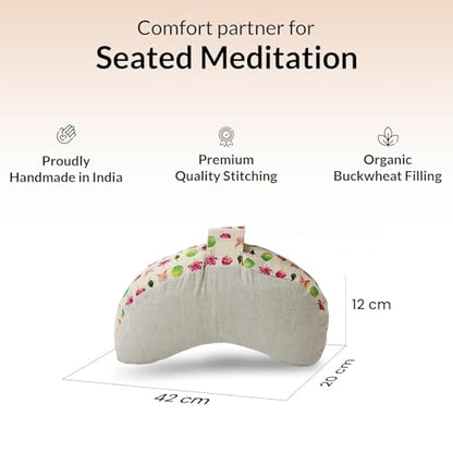 Meditation Cushion, Buckwheat Filling, Washable Organic Cotton Cover, Carry Handle, Mindful Comfort, Reduce Tailbone Pressure & Improve Posture Fuchsia Lotus - color: Fuchsia Lotus