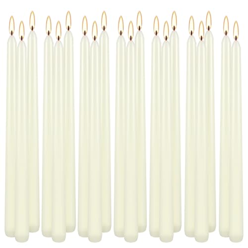 20 Pack Ivory Taper Candles 12 Inch Tall 3/4 Inch Thick Burn 10 Hours - color: 12"20pcs-Ivory