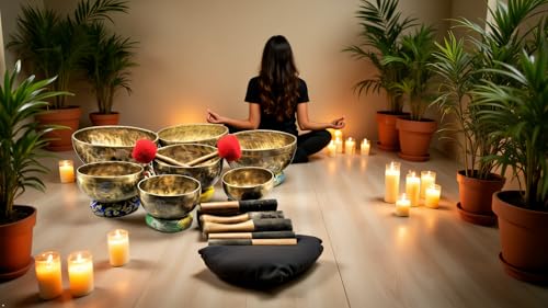 Chakra Healing Tibetan Singing Bowl - Set of 7 - Hand Hammered Tibetan Meditation Singing Bowl Nepal