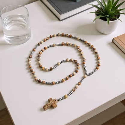 LIYAPEI Triple Protection Necklace with Tiger Eye, Obsidian, and Hematite - Stylish Men's Cross Necklace and Women's Y-Shaped Sweater Chain An Anxiety Relief Beaded Necklace. - color: yellow