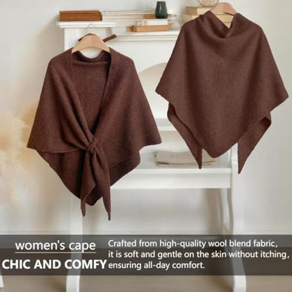 Pashmina Blend Shawl Wraps Women Knitted Shawls Wraps Cardigan Cape Cashmere Shoulder Top Sweater Shawl travel scarf - color: Coffee