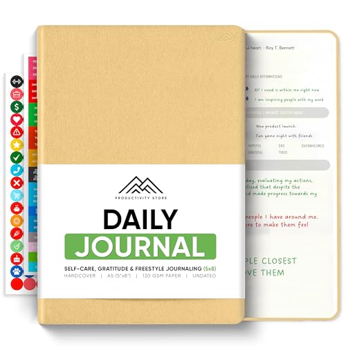 Best Daily Journal for Men & Women - Gratitude, Manifestation & Guided Journal with Prompts for Personal Growth (A5, Cream) - PRODUCTIVITY STORE - color: Cream