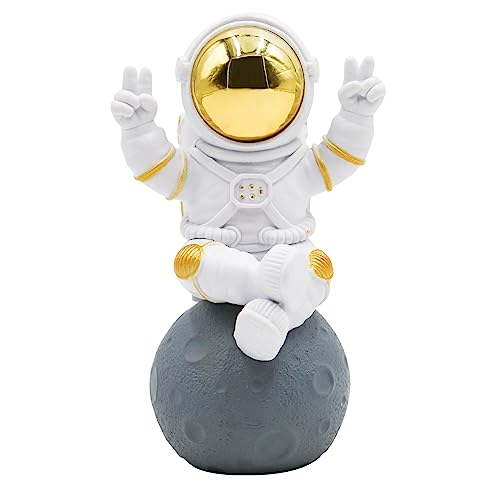 Astronaut Statue Decor, Resin Spaceman Figurine Decorations, Cute Mini Space Figure Ornament, Abstract Aesthetic Decorative Sculpture for Home Office Desk Shelf Tabletop - 2.9 Inch - color: Gold, size: Small - 2 × 1.6 × 2.9 inch