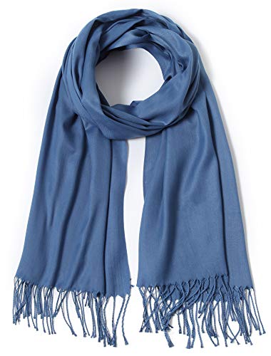 Cindy & Wendy Pashmina Shawls and Wraps Scarf for Women Soft Large Winter Shawl for Evening Dress Wedding Party - color: Denim Blue
