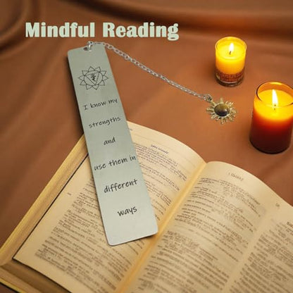 Encouragement Gift for Women Confidence Booster Bookmark with Tiger Eye Crystal Inspirational Mindful Gift for Readers, Writers, Students, Yogis - color: Power