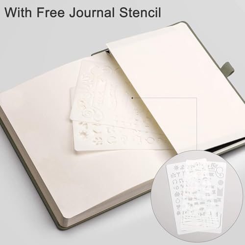 EMSHOI Dotted Journal Notebook, 256 Pages, 120 GSM Thick Paper, A5 Small 5.75"x8.38", PU Leather Hardcover, 5mm Dot Grid Notebook for Journaling, Planning, Drawing, Writing, Green - color: Green, size: A5-Dotted