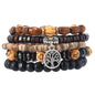 5pcs Wooden Bead Bracelet Set with Charm and Tassel for Men & Women - Stackable Boho Bracelets, Amber Color Scheme Adjustable Bracelet - color: All Brown