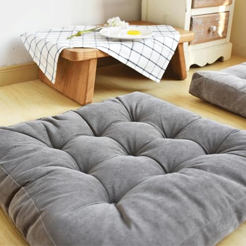Floor Pillow Cushion,22 x 22 Inch Square Meditation Pillow for Seating on Floor,Solid Thick Tufted Seat Cushion Meditation Cushion for Yoga Living Room Sofa Balcony(55x55cm(22x22in), F) - color: F