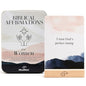 Scripture Cards with Bible Verses - 50 Daily Biblical Affirmation & Spiritual Prayer Cards - Religious & Christian Faith-Based Gifts for Women - Comes with Metal Box & Wooden Stand - color: Biblical Affirmations For Women