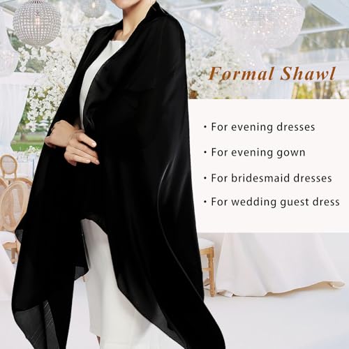 RIIQIICHY Women Shawls and Wraps for Evening Dresses Like Chiffon Silk Scarf Formal Silky Pashmina Shawls for Weddings - color: Black
