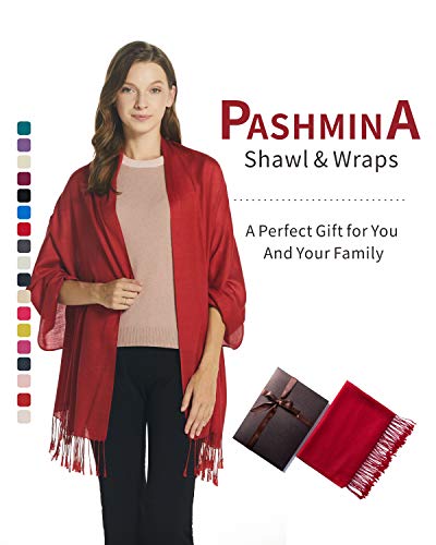 EURKEA Women's Scarf Pashmina Silky Soft Shawls Wraps Stole for Evening, Wedding and Gift - color: Rusty Red
