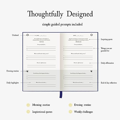 The Gratitude Journal - for More Mindfulness, Happiness, Positive Vibes, Affirmations, Productivity, and Self Reflection -Undated Daily Journal - color: Royal Blue