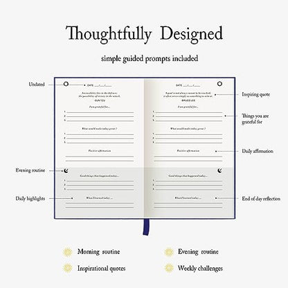 The Gratitude Journal - for More Mindfulness, Happiness, Positive Vibes, Affirmations, Productivity, and Self Reflection -Undated Daily Journal - color: Royal Blue