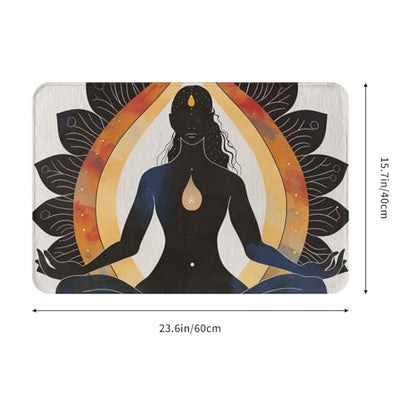 Yoga Meditation Printed Flannel Non - Slip Floor Mat 16x24in - Soft Plush Microfiber Rug for Every Indoor Space - color: Yoga Meditation