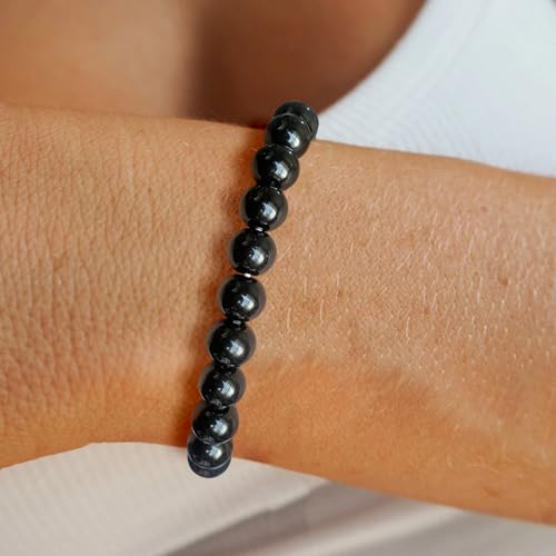 Crystal Beaded Bracelets for Women 4mm Clear Quartz Bead Handmade Gemstone Stretch Elastic Bracelet Natural Stone Crystal Healing Reiki Spiritual Jewelry Gifts - color: Black Obsidian, size: 8mm