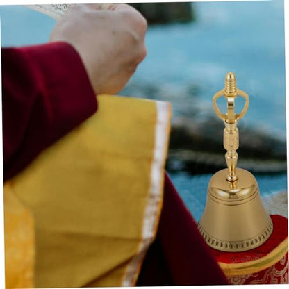 VICASKY Hand Bell Copper Instrument for Buddhist Prayer and Meditation Elegant Design Tranquil Sound for Home Decor and Spiritual Practices