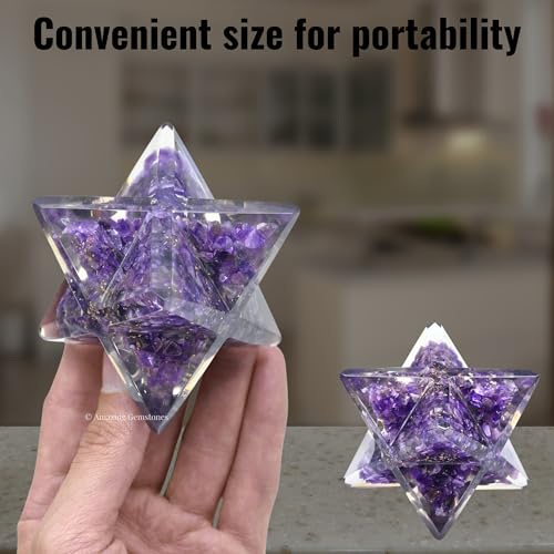 Amazing Gemstone 1 Pcs Amethyst Large Crystal Orgone Merkaba Star for Reiki Healing Meditation and Crystal Grid