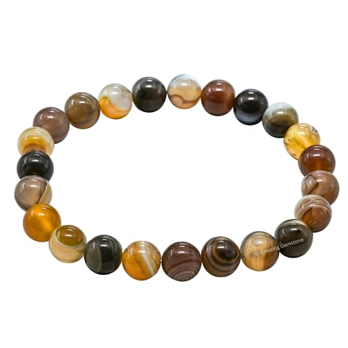 Amazing Gemstone Crystal Bracelet for Women Men's Gifts - Protection Healing Crystal Bracelet - 8mm Gemstone Beaded Stretchable Bracelet Pulseras Para Hombres Mujer Stocking Stuffers Mothers Day Gift (Botswana Agate) - color: Botswana Agate