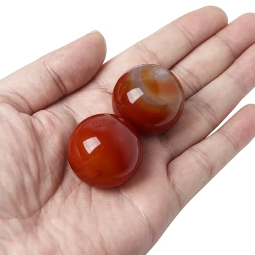 Hand Exercise Balls 30mm for Women - Set of 2 Natural Crystal Stone Spheres - Finger Joint Relief & Stress Relax, Perfect Size for Women's Hands, Red Agate - color: Red Agate