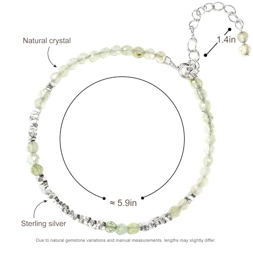Natural Crystal Cut Bead Bracelet, 925 Silver Faceted Gemstone Jewelry for Women, Handmade Chakra Design Gift for Birthday Christmas Daily Wear