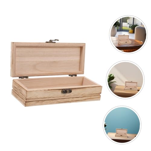 Mobestech 2pcs Unfinished Wooden Keepsake Box Hinged Lid Rectangular Storage Organizer for Crafts Jewelry and Home Decor Versatile and Elegant Design for Projects