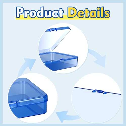 16 Pcs Plastic Crayon Box, Mini Plastic Storage Containers with Lid, 4.5x3.4 Inches Clear Rectangle Box Small Storage Boxes for Crafts, Jewelry Beads, Office Supplies (Drak Blue) - color: Drak Blue