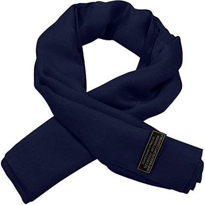 CJ Apparel Solid Color Fringe Design Fringe Shawl Scarf Wrap Stole Throw Head Wrap Pashmina Gift Hand Made in Nepal New - color: Dark Blue Fc1030