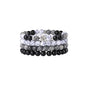 Fengling 4 PCS Beaded Crystal Bracelet for Women 8mm Natural Gemstones Handmade Bracelet for Girls Healing Stretch Bracelets Crystal Jewelry for Women Gifts - color: Map stone&Black pure obsidian &White turquoise