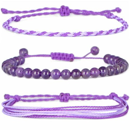 QOGIR Handmade Healing Bracelet,6mm Natural Gem Stone Bracelet rope bracelet - color: Amethyst(Spiritual Awareness), size: 6mm