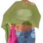 Women Sheer Poncho Top Knit Crochet Lightweight See Through Shawl Summer Shrug Beach Cover Up - color: A1 Grass Green