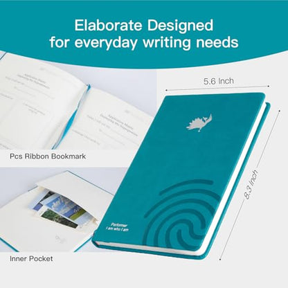 COMIX Guided Journal for Women & Men & Teen – Daily Prompts for Self-Discovery, Gratitude, Reflection – Goal Setting Notebook for Mindfulness, Happiness, Gift Choice– Turquoise, Peacock - color: Turquoise
