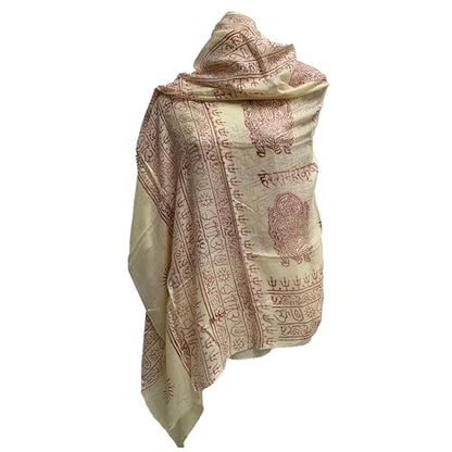 Indian Ganesh Om Meditation Yoga Altar Cloth Prayer Shawl Scarf (Creme White)