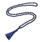 8mm Natural Stone 108 Mala Beads Necklace for Men and Women - color: Lapis Lazuli Blue Tiger Eye