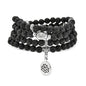 6mm 108 Mala Beads Bracelet, Yoga Zen Necklace with Buddha and Lotus Charm for Prayer - style: Lava