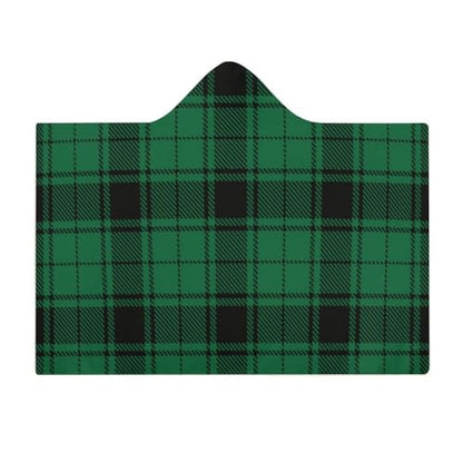 Scottish Tartan Plaid Green Large Size Comfortable Hooded Blanket, Warm Blanket 60"x80" - color: Scottish Tartan Plaid Green, size: 60"x80"