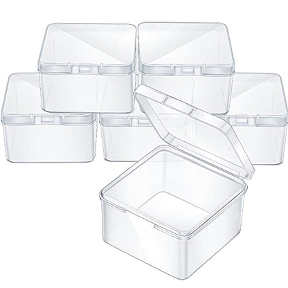 Jetec 6 Pieces Mini Plastic Clear Beads Storage Containers Box for Collecting Small Items, Beads, Jewelry, Business Cards, Game Pieces, Crafts (2.5 x 2.5 x 1.6 Inch) - size: 2.5 x 2.5 x 1.6 Inch