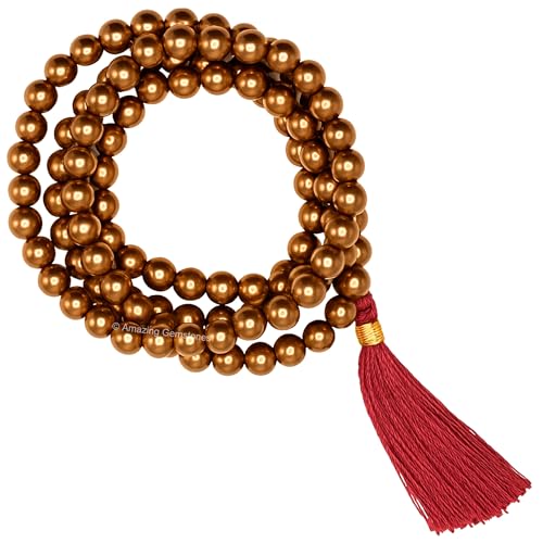 Amazing Gemstone Copper Hematite Mala Beads - 108 Prayer Beads for Meditation and Mindfulness Practice, Handcrafted Mala Beads with Natural Gemstones for Spiritual Healing and Relaxation(Plain) - color: Copper Hematite, style: Plain