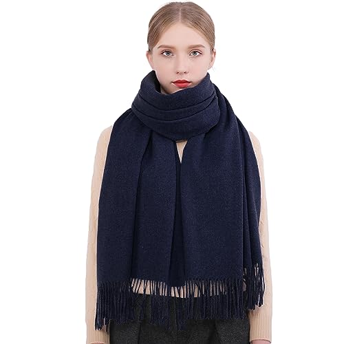 RIIQIICHY Winter Scarfs for Women Pashmina Shawls Wraps for Evening Dresses Large Warm Soft Scarves - color: Navy