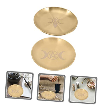 GLEAVI 2pcs Pentacle Altar Candle Holder Tray for Tealight Candles Elegant Decorative Plate for Ceremonies and Home Decor