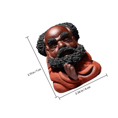Beaupretty Bodhidharma Purple Clay Figurine Tranquil Tea Table Ornament Unique Desktop Decor Home Desktop Sculpture for Tea Ceremony and Indoor Decoration