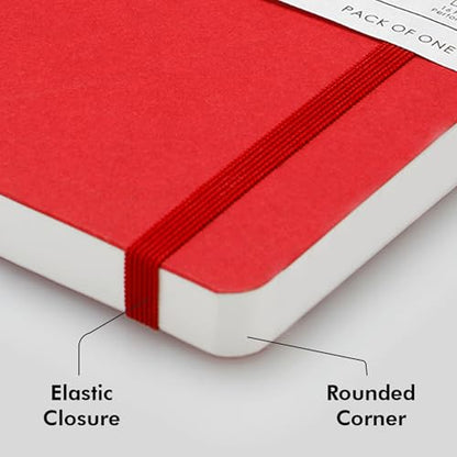 myPAPERCLIP Executive Series A5 Checks/Square Grid Notebook | 192 Pages, 80 GSM, Soft Cover, A5 (5.83 x 8.27 in) | Flat Lay | Bookmark, Elastic Closure & Back Pocket | Red - color: Red, size: A5, Checks