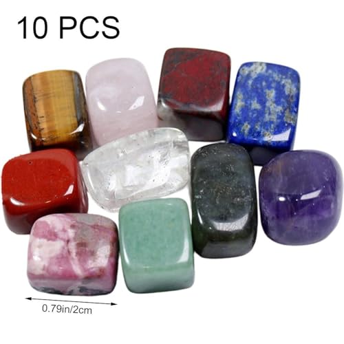 Healing Stone Set, 10pcs Natural Gemstones for Meditation Reiki, Lucky Pocket Crystals for Yoga Balancing, Stress Relief Kit