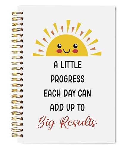 Welshower Boho Sunshine Motivational Spiral Notebook Journal, Inspirational Notebook for Women Men, a Little Progress Each Day Positive Journal, Positive Affirmation Gifts, 5.5x8.3 Inch - color: Inspirational Notebook 13