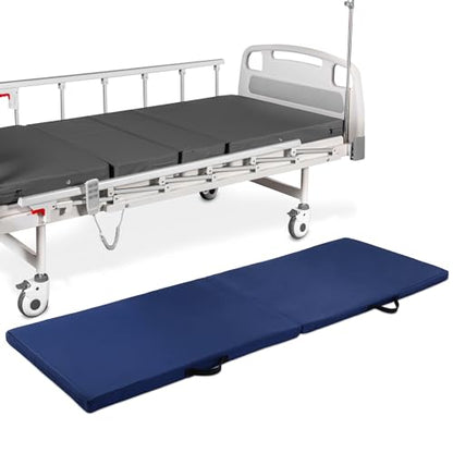 MABOZOO Fall Mats for Elderly, 70"*24"*2" Waterproof Bi-Fold Floor Mat Beveled Bedside Floor Mat Reduce Risk for Elderly & Hospital Patients (Blue