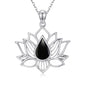 Lotus Necklaces for Women 925 Sterling Silver 7 Chakra/Yin Yang Pendant Necklace Spiritual Lotus Jewelry Birthday Yoga Gifts - style: Black Onyx-Lotus