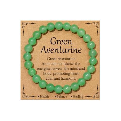 Healing Crystal Bracelet for Women, Natural Stone Beaded Healing Crystal Bracelet Triple Protection Stress Relief Beads Jewelry Birthday Gifts Jewelry for Her - style: Green Aventurine