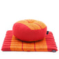 Leewadee Meditation Cushion Set – 1 Small Zafu Yoga Pillow and 1 Small Roll-Up Zabuton Mat Filled with Kapok - color: Sf02 - Orange