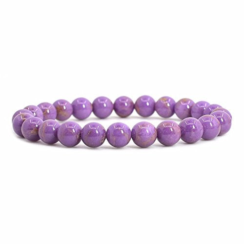 Justinstones Gem Semi Precious Gemstone 8mm Round Beads Stretch Bracelet 7 Inch Unisex - color: Lavendar Phosphosiderite