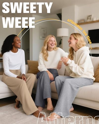 3 Pack Women's Lounge Pants Cozy Wide Leg Yoga Pants Casual Drawstring Loose Baggy Sweatpants with Pockets - color: Dark Gray, Light Heather Gray, Khaki, size: XX-Large